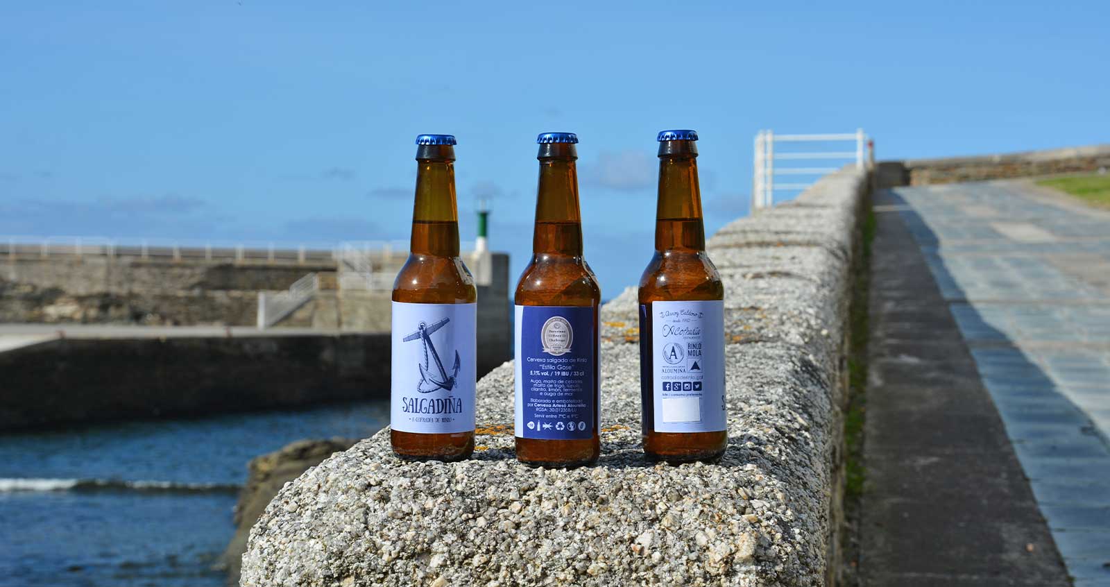 Salgadiña es una cerveza artesana salada, de estilo Gose, hecha en exclusiva por Cervexa Artesá Aloumiña para el restaurante A Cofradía de Rinlo (Rinlo, Galicia) para maridar con nuestro arroz caldoso, pescados y mariscos.