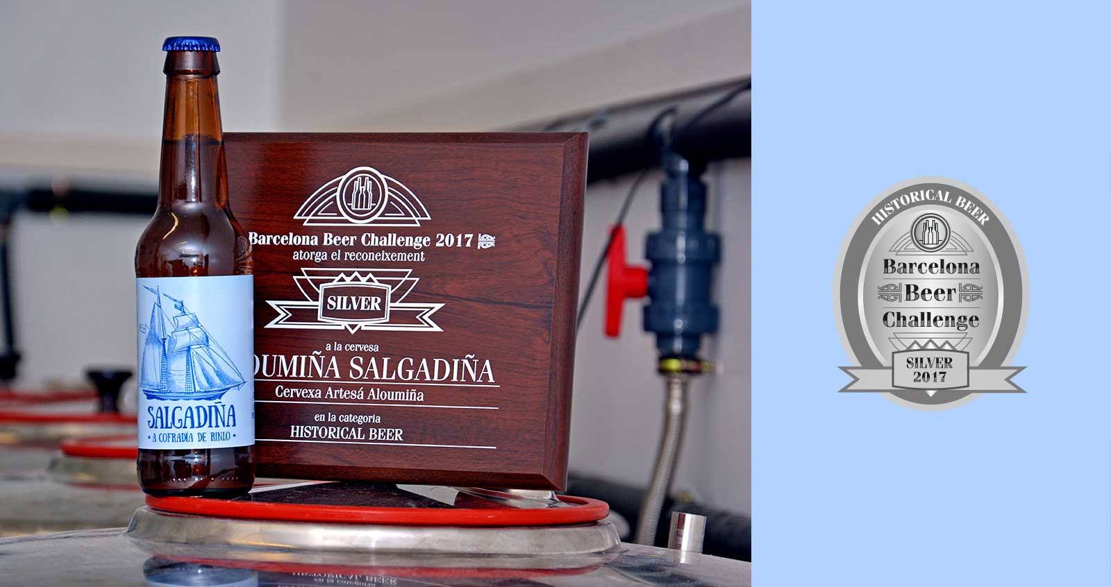 Salgadiña es una cerveza artesana salada, de estilo Gose, hecha en exclusiva por Cervexa Artesá Aloumiña para el restaurante A Cofradía de Rinlo (Rinlo, Galicia) para maridar con nuestro arroz caldoso, pescados y mariscos.